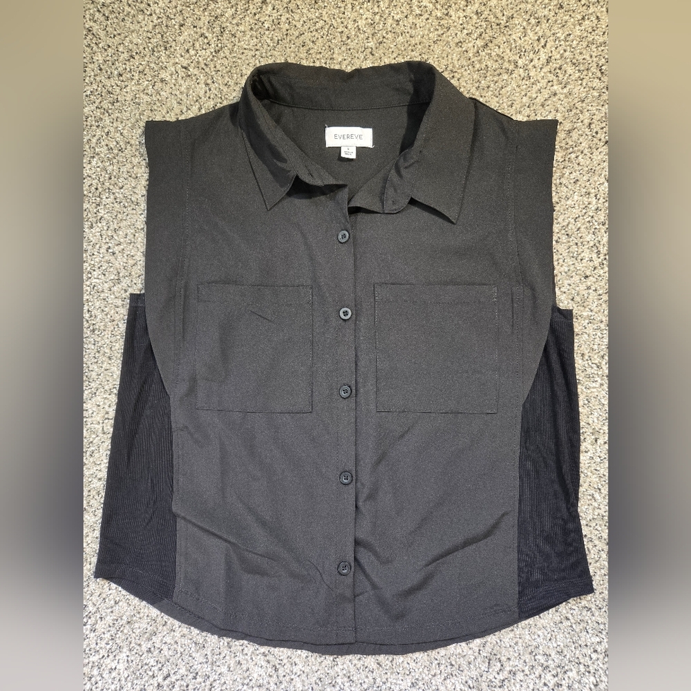 Evereve Scout Utility Black Button Down Size Small NWOT Womens